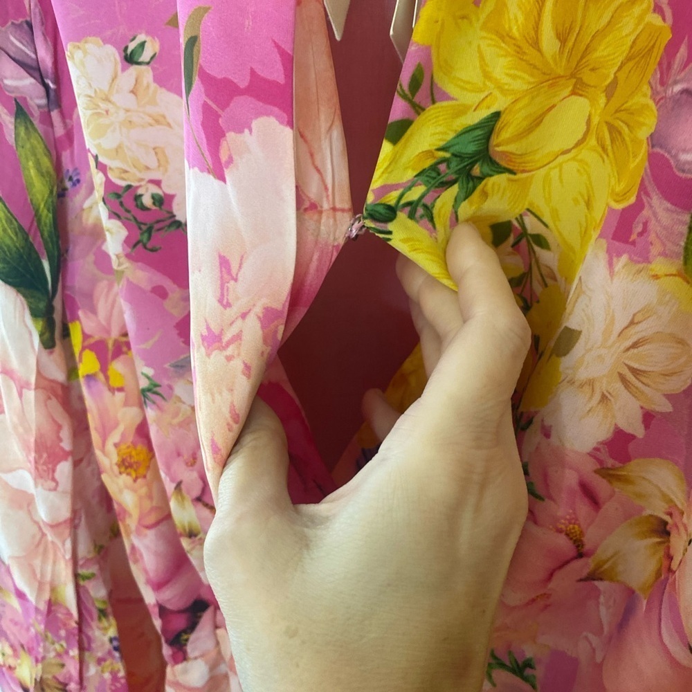 Rococo Sand Pink Floral Long Sleeve Wrap Dress - Picture 15 of 15